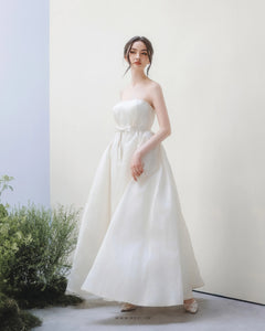 Made-to-order Unique wedding dress "2 in 1" with an off-the-shoulder pencil dress and impressive detachable skirt - S1830 - POXI