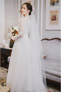 Made-to-order wedding dress includes body lace dress and tulle skirt - D1510 - POXI