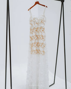 Off-the-shoulder 3D floral lace custom-order dress - F11 - POXI