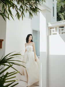 Made-to-order Unique wedding dress "2 in 1" with an off-the-shoulder pencil dress and impressive detachable skirt - S1830 - POXI